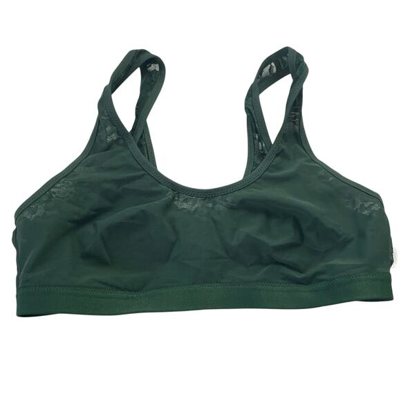 Aerie Womens Bralette Size Medium Smoothez Green Floral Lace Scoop Pullover Bra - Picture 5 of 7